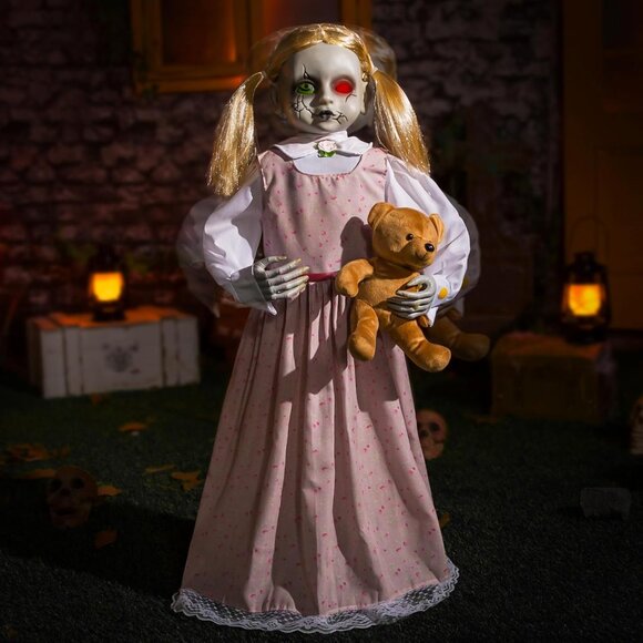 Halloween Animatronics 36inch Doll Spooky Decor with Creepy Sound Activated - Picture 1 of 6